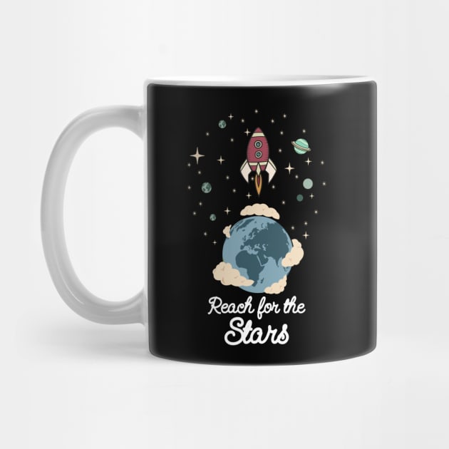 Reach for the Stars Motivational Rocket Design by Designed By Marty